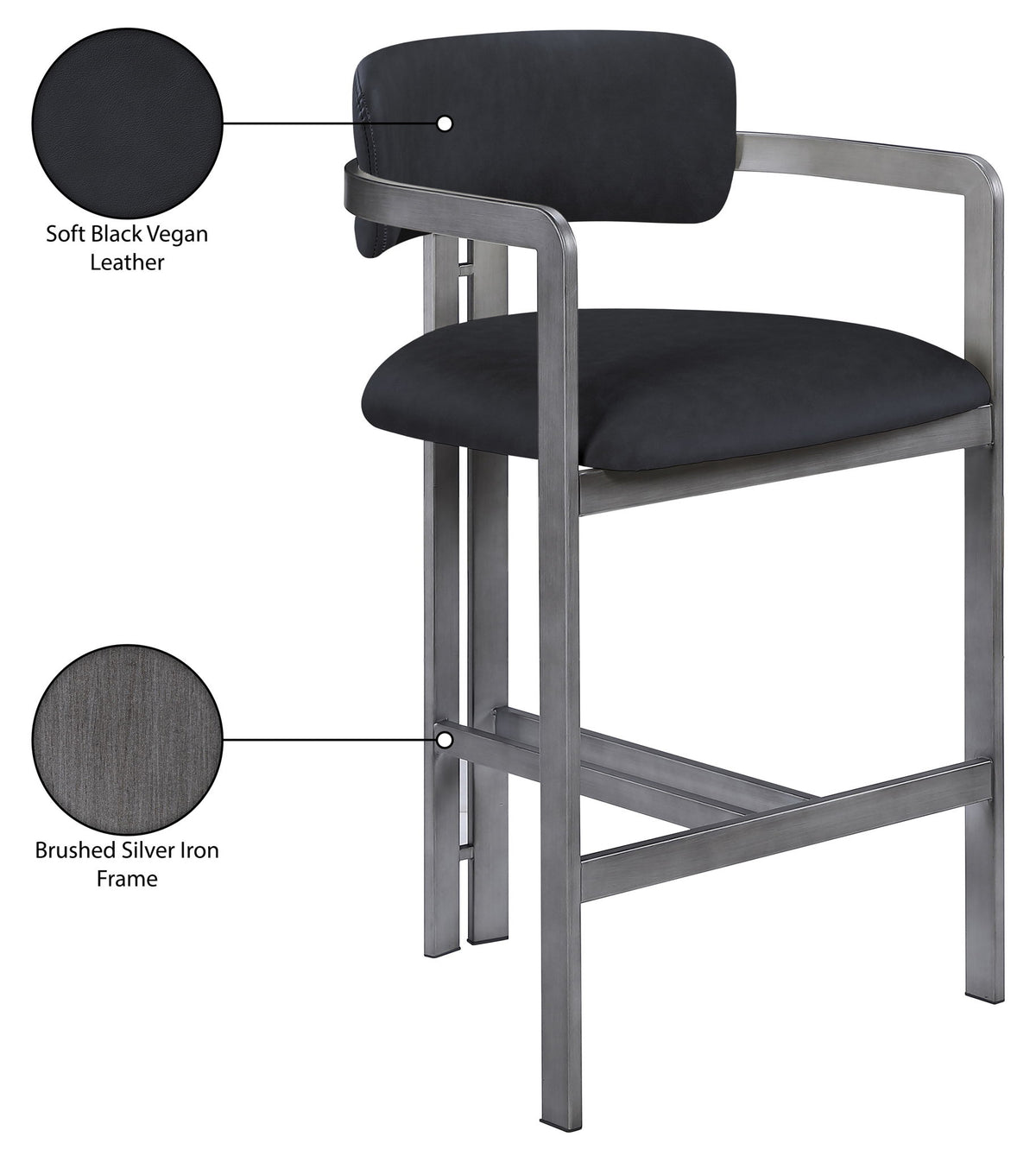 Aurum - Vegan Leather Upholstered Counter Stool With Gray Base