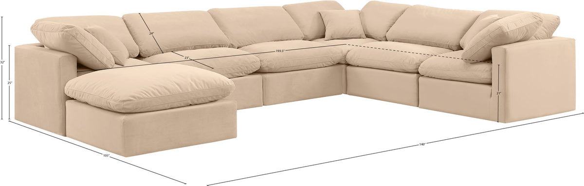Indulge - Velvet 7 Piece Modular Sectional