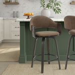 Daxton - Swivel Counter Height Round Back Wood Bar Stool With Faux Leather Seat