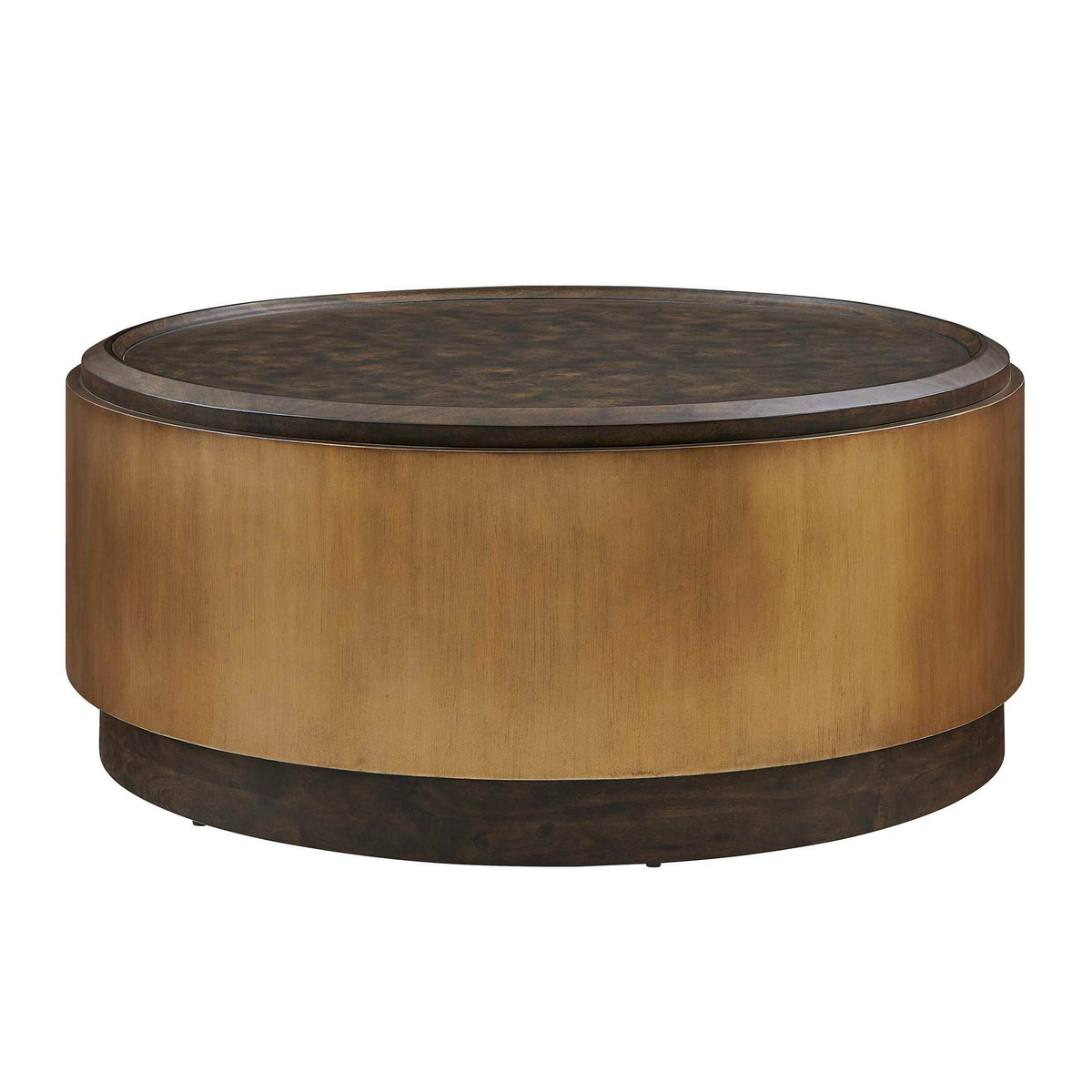 Parrish - Round Coffee Table - Brass / Woodtone