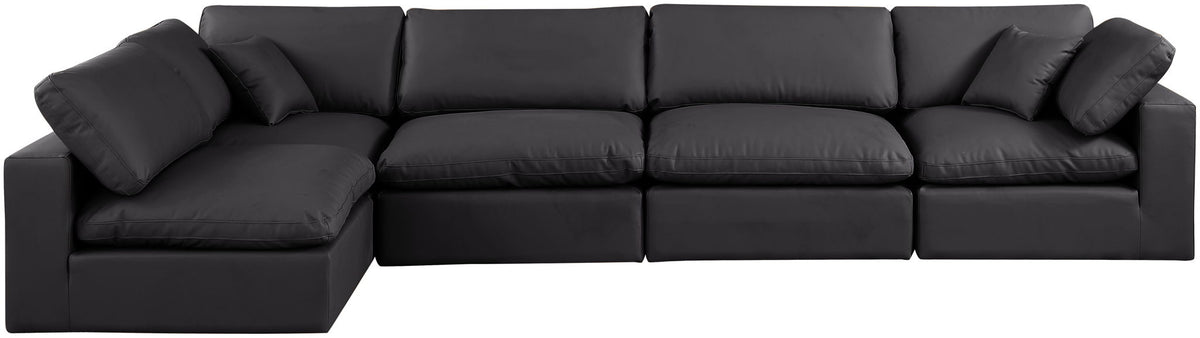 Comfy - 5 Piece Faux Leather Modular Sectional