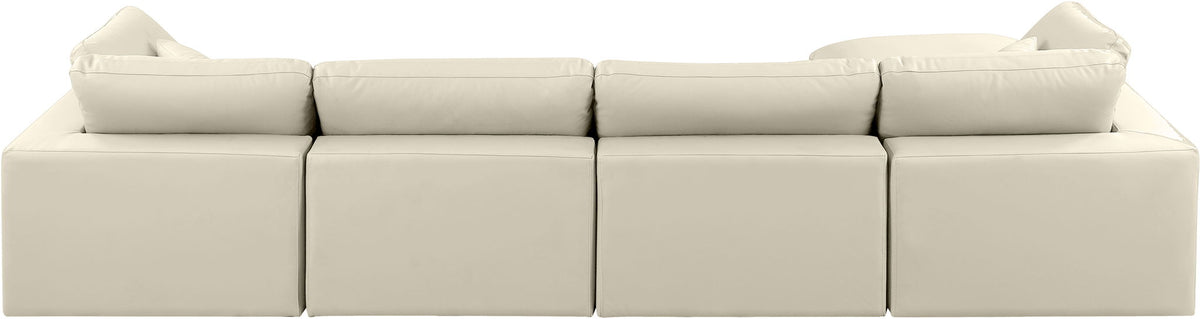 Comfy - 5 Piece Faux Leather Modular Sectional With Chaise