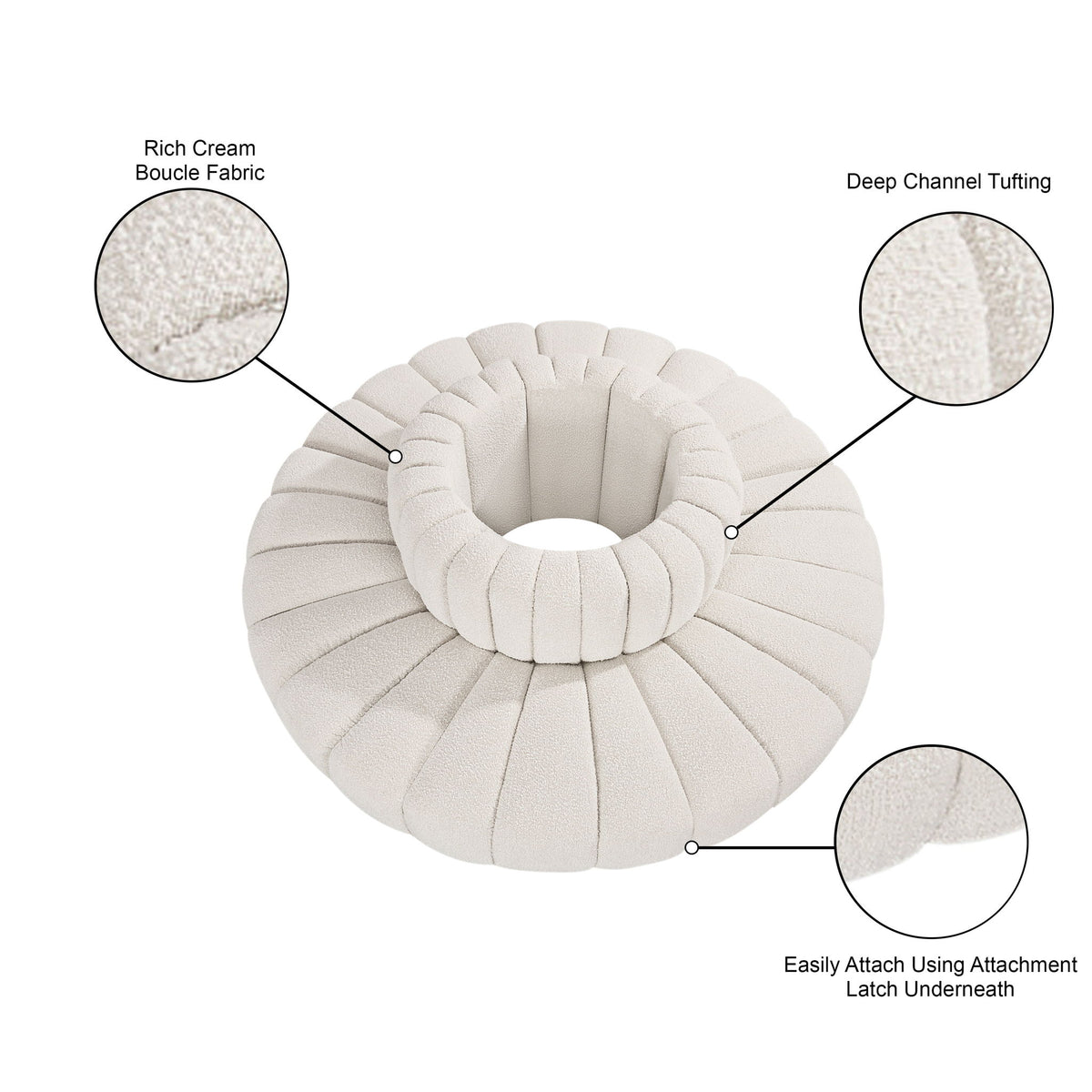 Arc - Boucle Fabric 8 Piece Round Modular Sofa