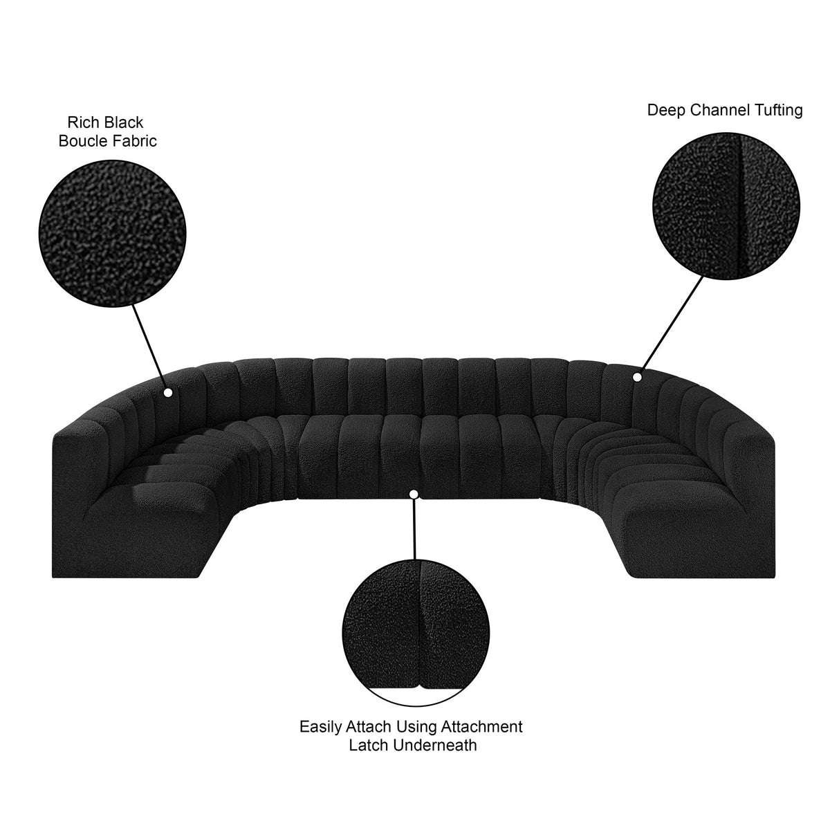 Arc - Boucle Fabric 8 Piece Modular Sofa