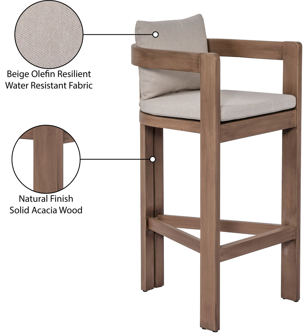Newport - Water Resistant Fabric Upholstered Outdoor Patio Bar Stool