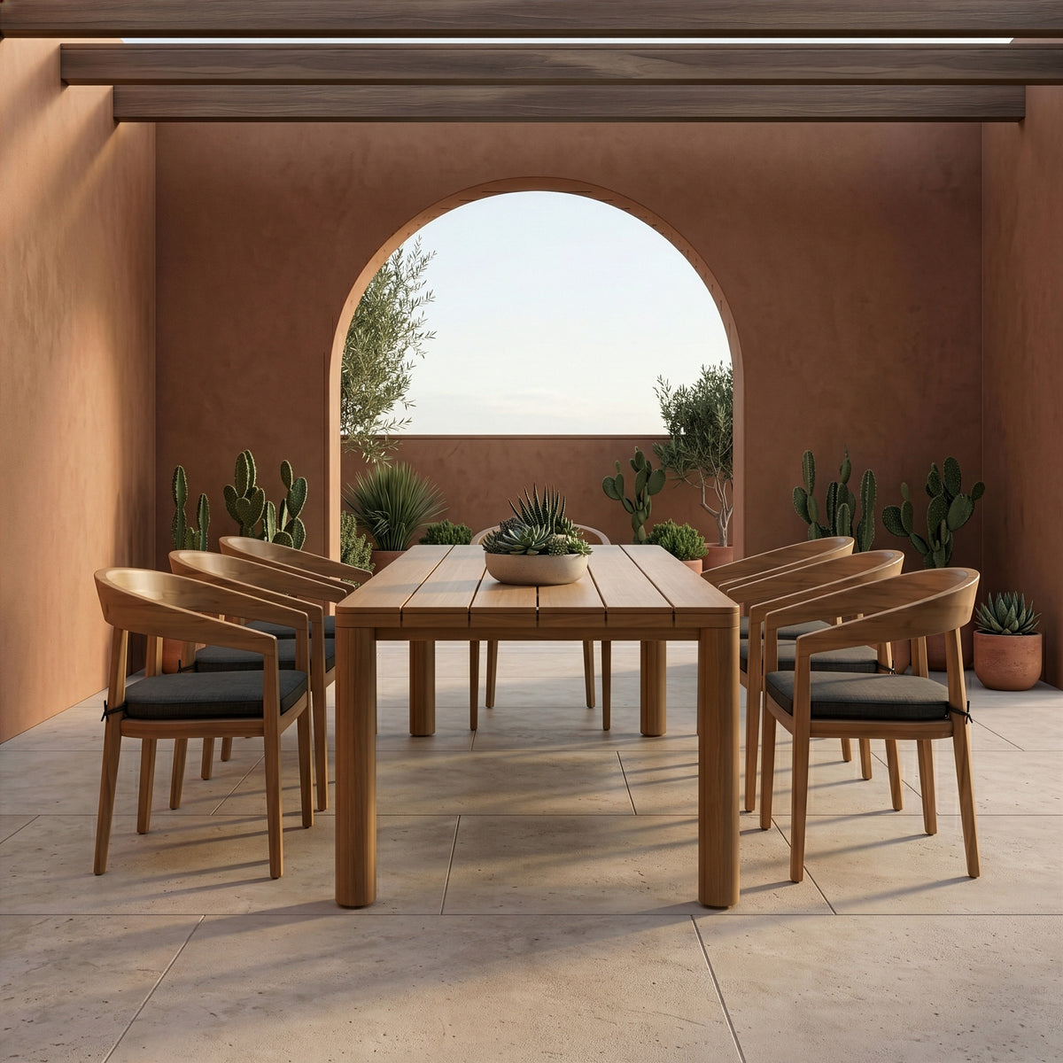 Evora - Outdoor Eucalyptus Rectangular Dining Table by VIG Furniture - View 11