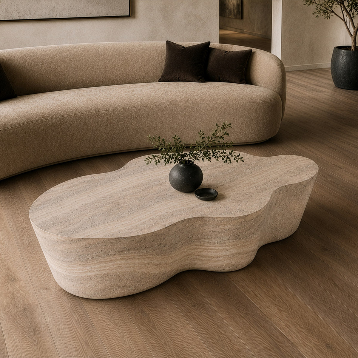 Meru - Modern Faux Travertine Concrete Coffee Table by VIG Furniture - View 8
