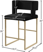 Caleb - Counter Stool with Gold Legs (Set of 2)