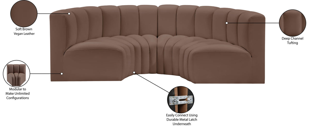 Arc - Faux Leather 4 Piece U-Shaped Modular Sofa