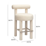 Carmel - Velvet Counter Stool - Cream