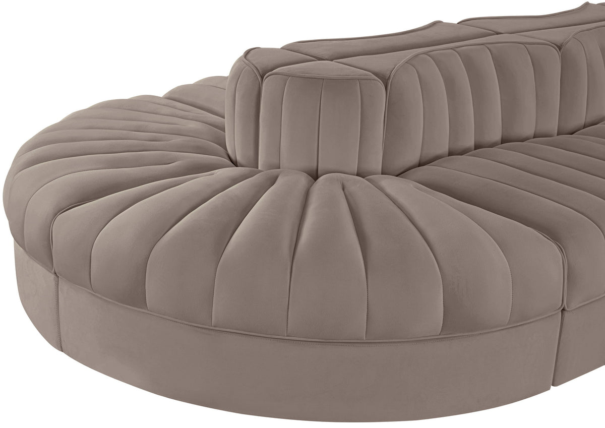 Rummi - Oval Velvet Performance Fabric Upholstered 8 Piece Modular Sectional