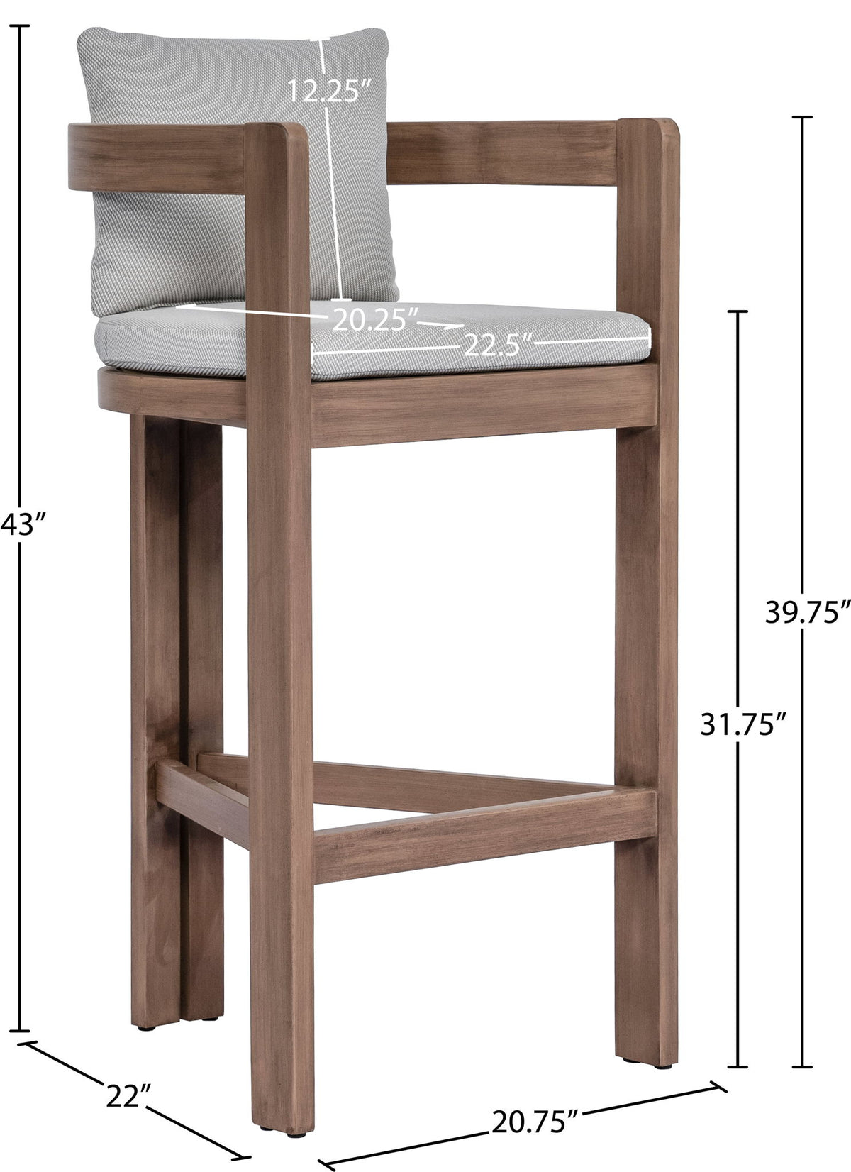 Newport - Water Resistant Fabric Upholstered Outdoor Patio Bar Stool