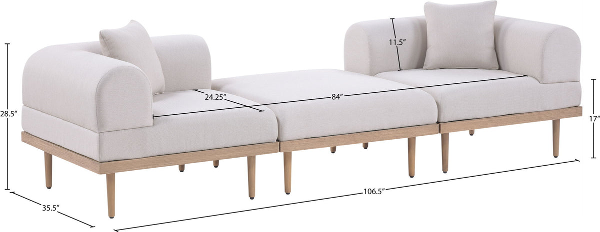Laguna - 3 Piece 106.5" Outdoor Patio Modular Sofa With Backless Seat