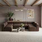 Rummi - Armless Velvet Performance Fabric Upholstered 6 Piece Modular Sectional