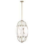 Valencia - 6 Light Glass Panel Pendant - Gold / White