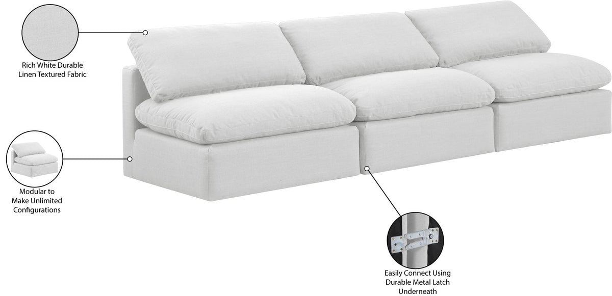 Indulge - Linen 3 Piece Modular Armless Sofa - White