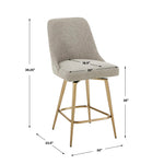 Bramwell - Upholstered Counter Stool - Gray / Gold