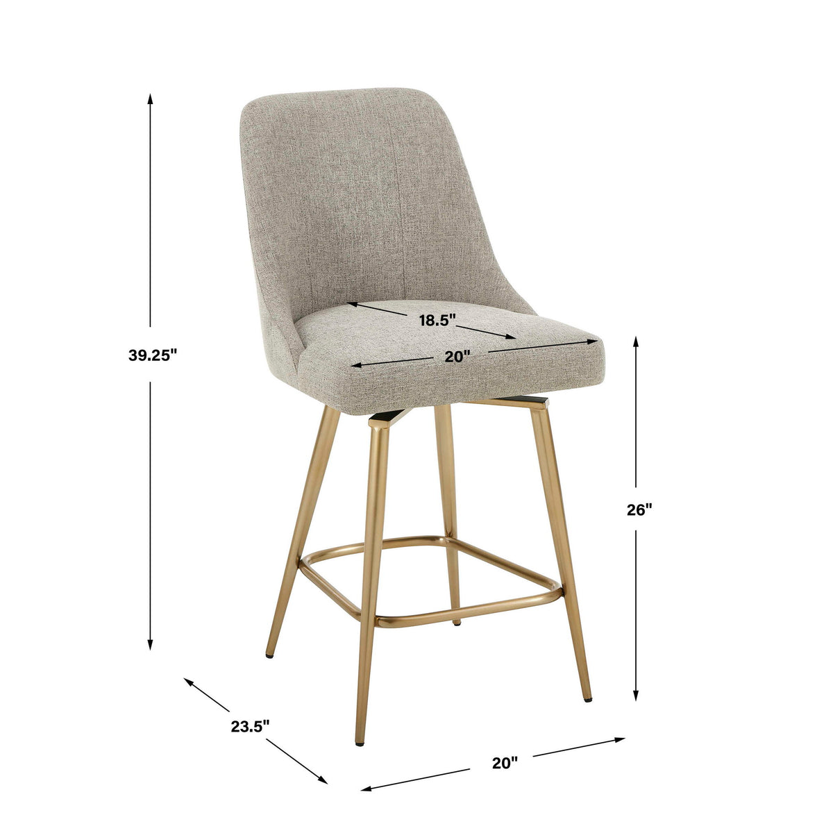 Bramwell - Upholstered Counter Stool - Gray / Gold