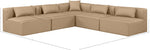 Cube - 5 Piece Modular Corner Armless Sectional - Tan