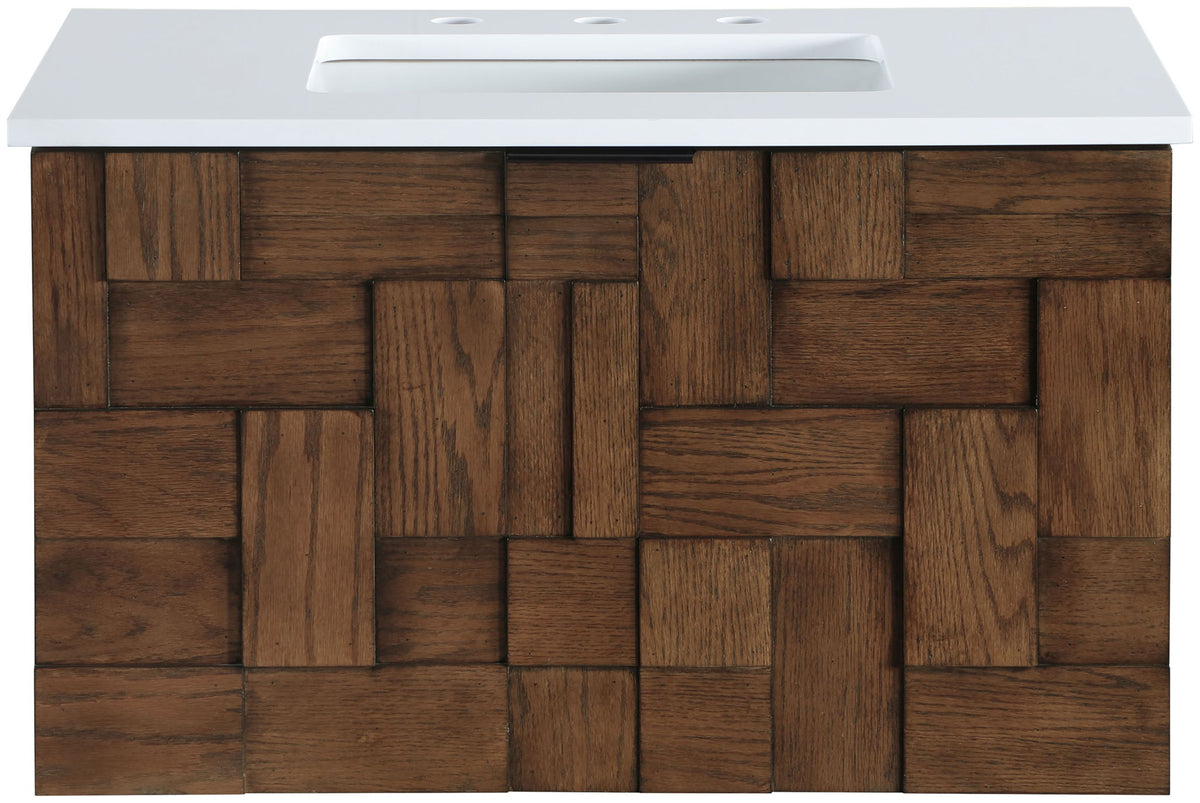 Leonardo - Engineered Stone And Solid Wood 24" Wall Mounted Bathroom Vanity