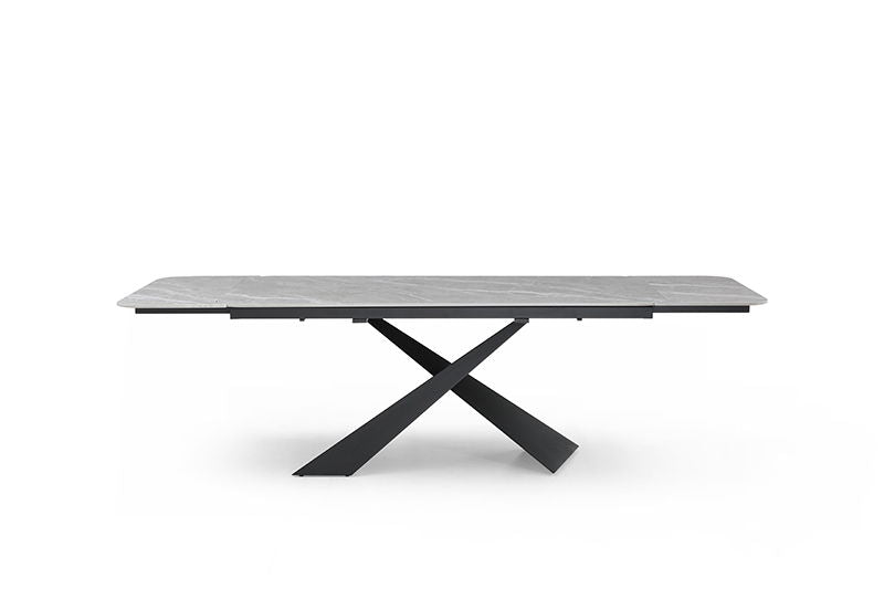 9422 - Ceramic & Metal Dining Table - Gray / Black
