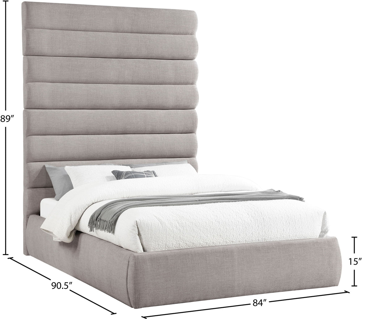 Adam - Linen Fabric Bed With 89" Headboard