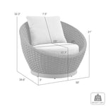 Kobalt - Metal Outdoor Swivel Lounge Chair With Cushions - Boucle White / Natural