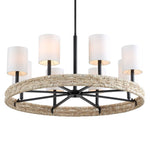 Faiyam - 8 Light Rattan Chandelier - Black