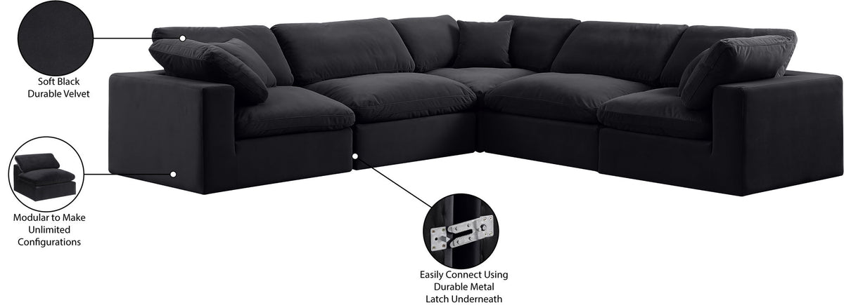 Comfy - 5 Piece Velvet Modular Corner Sectional