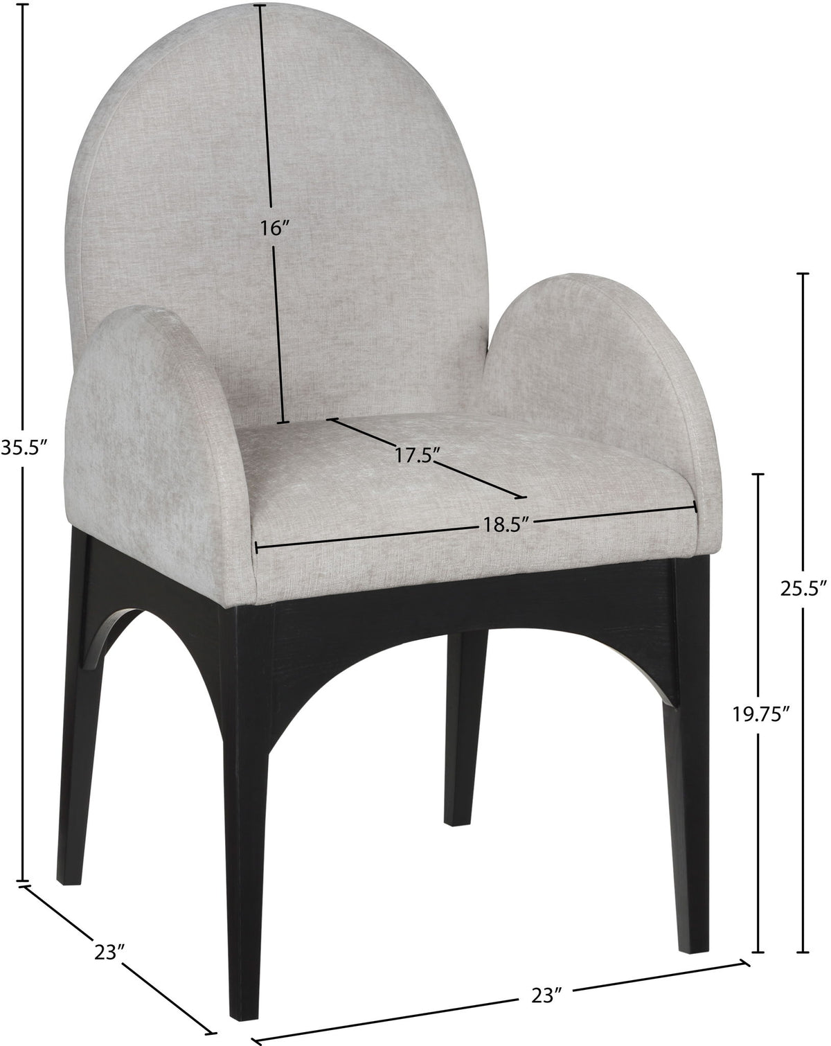 Waldorf - Chenille Dining Arm Chair With Black Legs