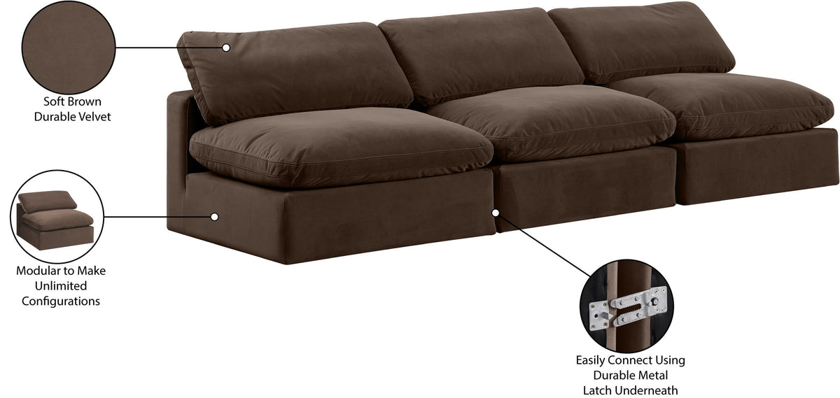 Comfy - Velvet Modular Armless Sofa 3 Seats