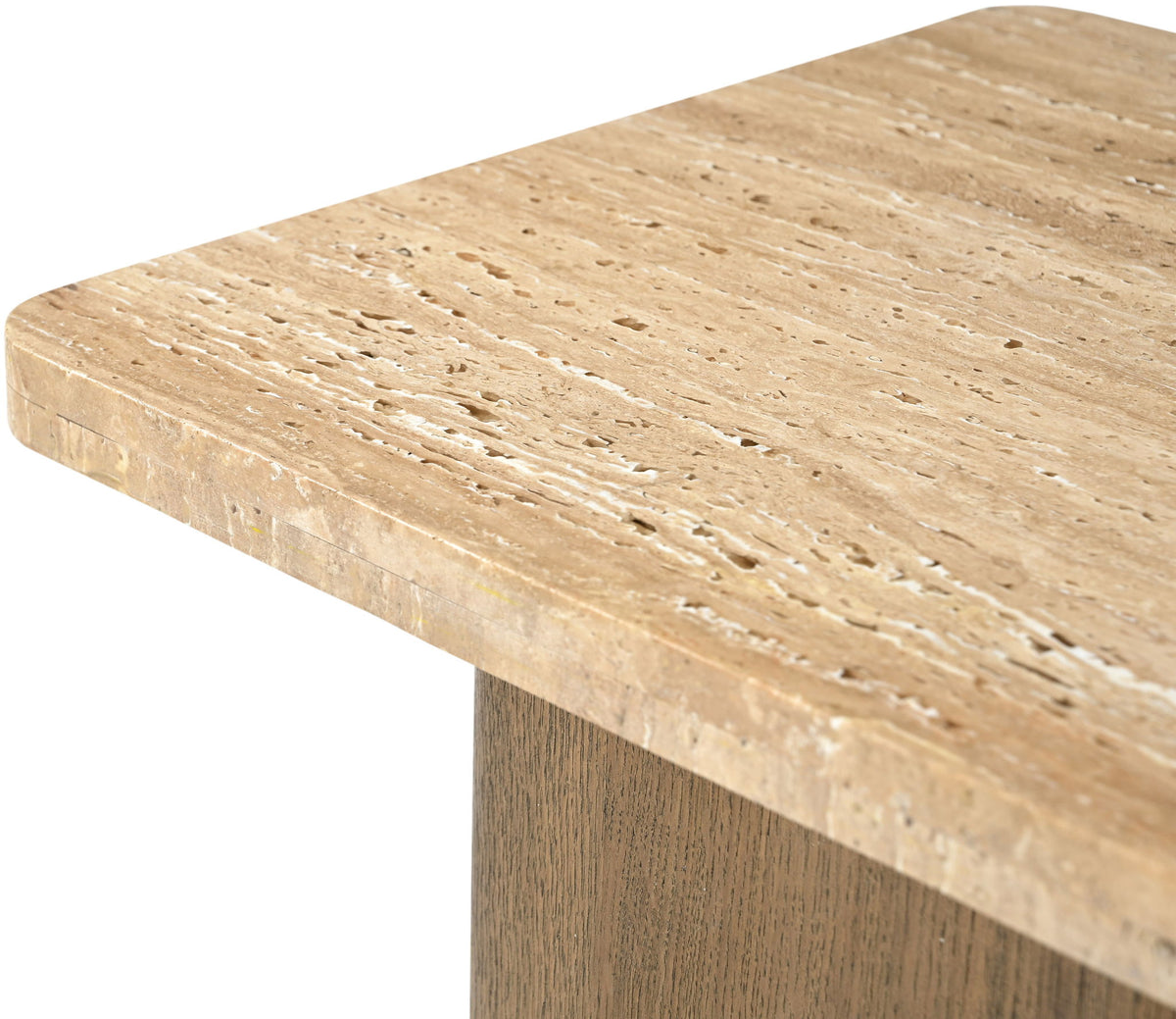 Ravenna - Genuine Fabric Travertine And Oak Wood Table