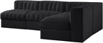 Rummi - Armless Velvet Performance Fabric Upholstered 4 Piece Modular Sectional