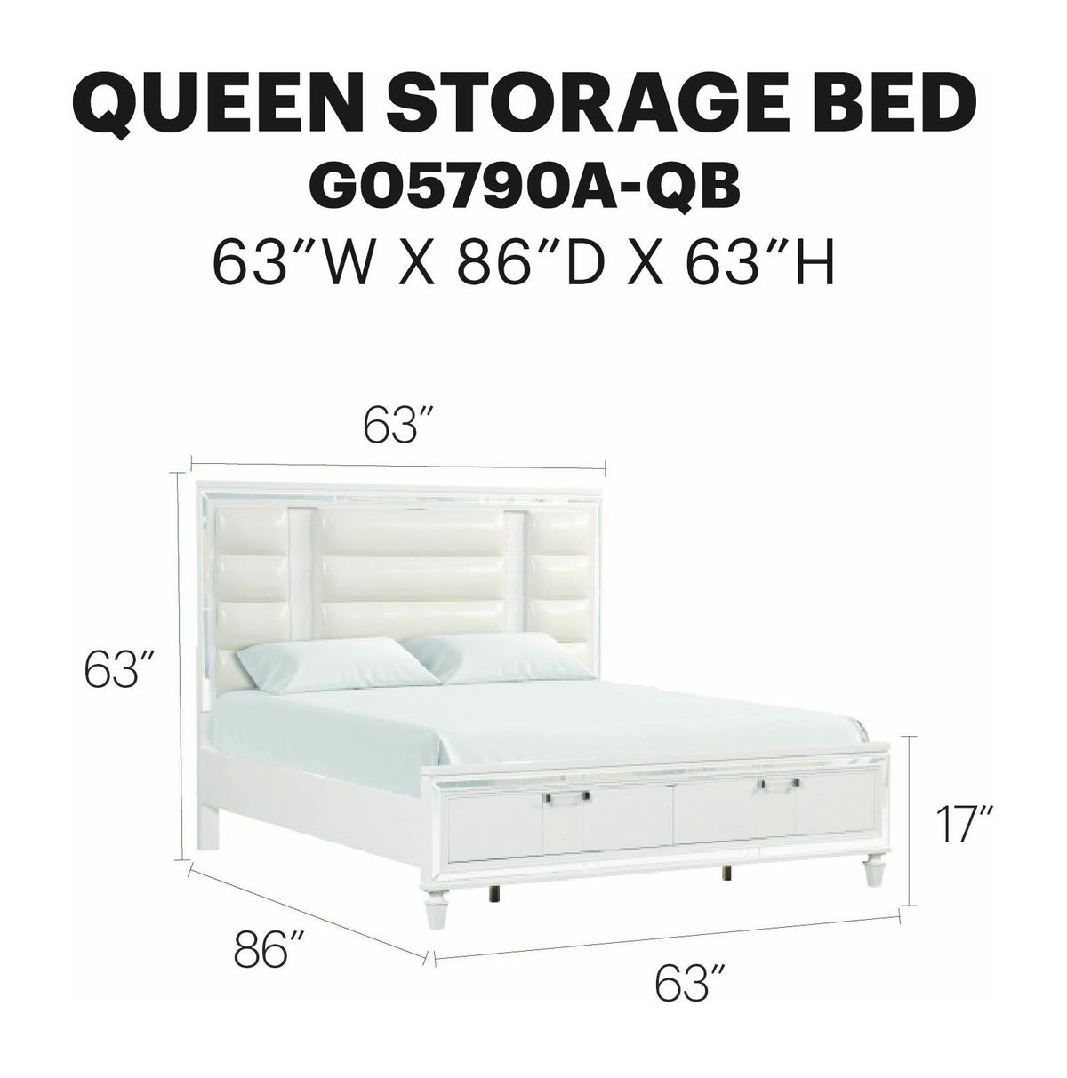 Genoa - Queen Bed - Sparkling White