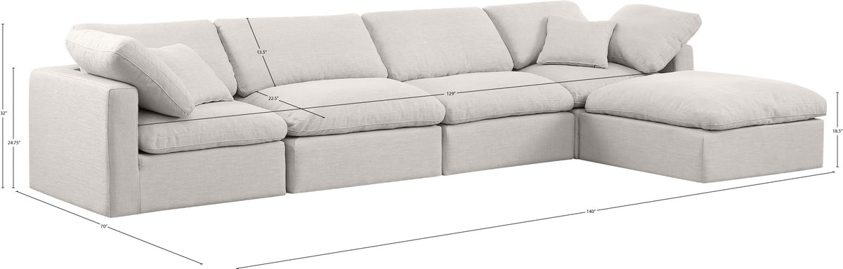 Indulge - Linen 5 Piece Modular Sectional With Chaise