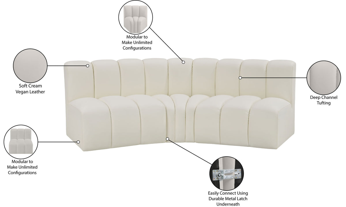 Arc - Faux Leather 3 Piece Modular Corner Sofa
