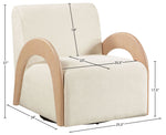 Neria - Chenille Fabric Upholstered Swivel Accent Chair - Cream / Painted Natural