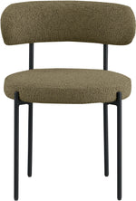 Beacon - Boucle Fabric Dining Chair With Black Legs (Set of 2) - Olive Green