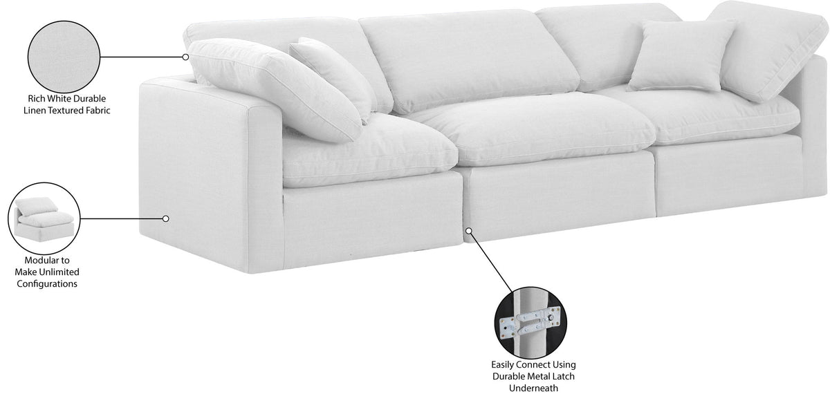 Indulge - Linen 3 Piece Modular Sofa - White
