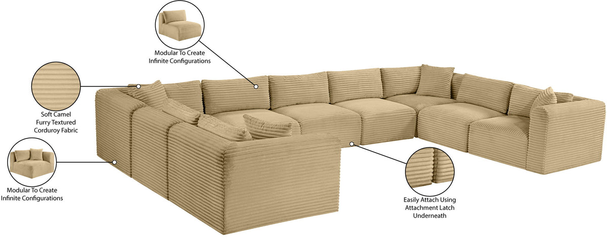 Shaggy - Fabric 9 Piece Modular U-Shaped Sectional
