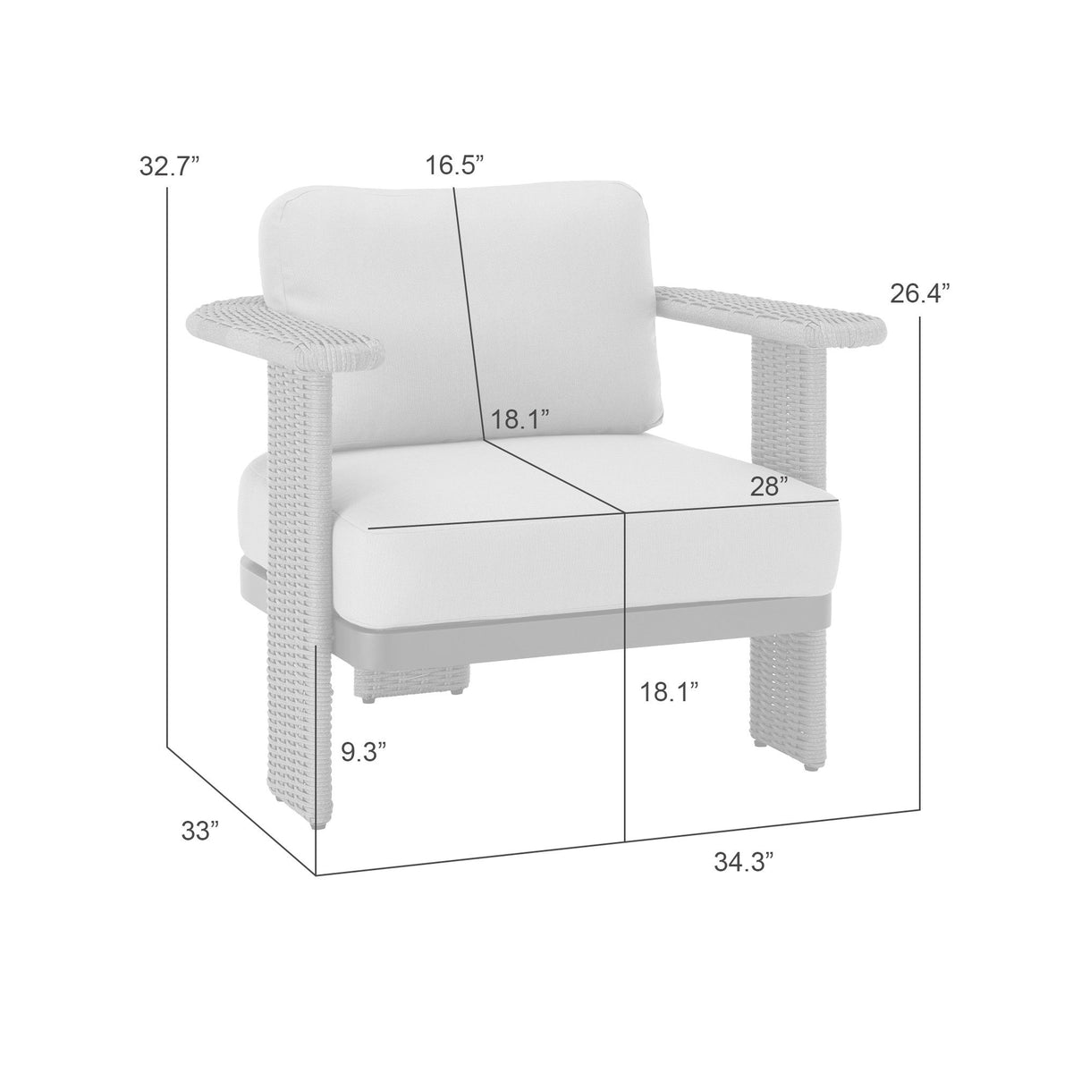 Ciela - Outdoor Club Chair With Rattan Trim Aluminum Frame And Clouded Taupe Cushions - Dark Bronze / Gray