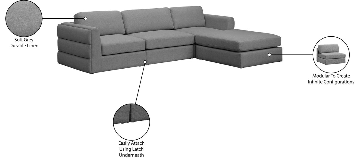 Beckham - 4 Piece Modular L-Sahped Sectional