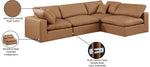 Comfy - 4 Piece Faux Leather Modular Armless Sectional