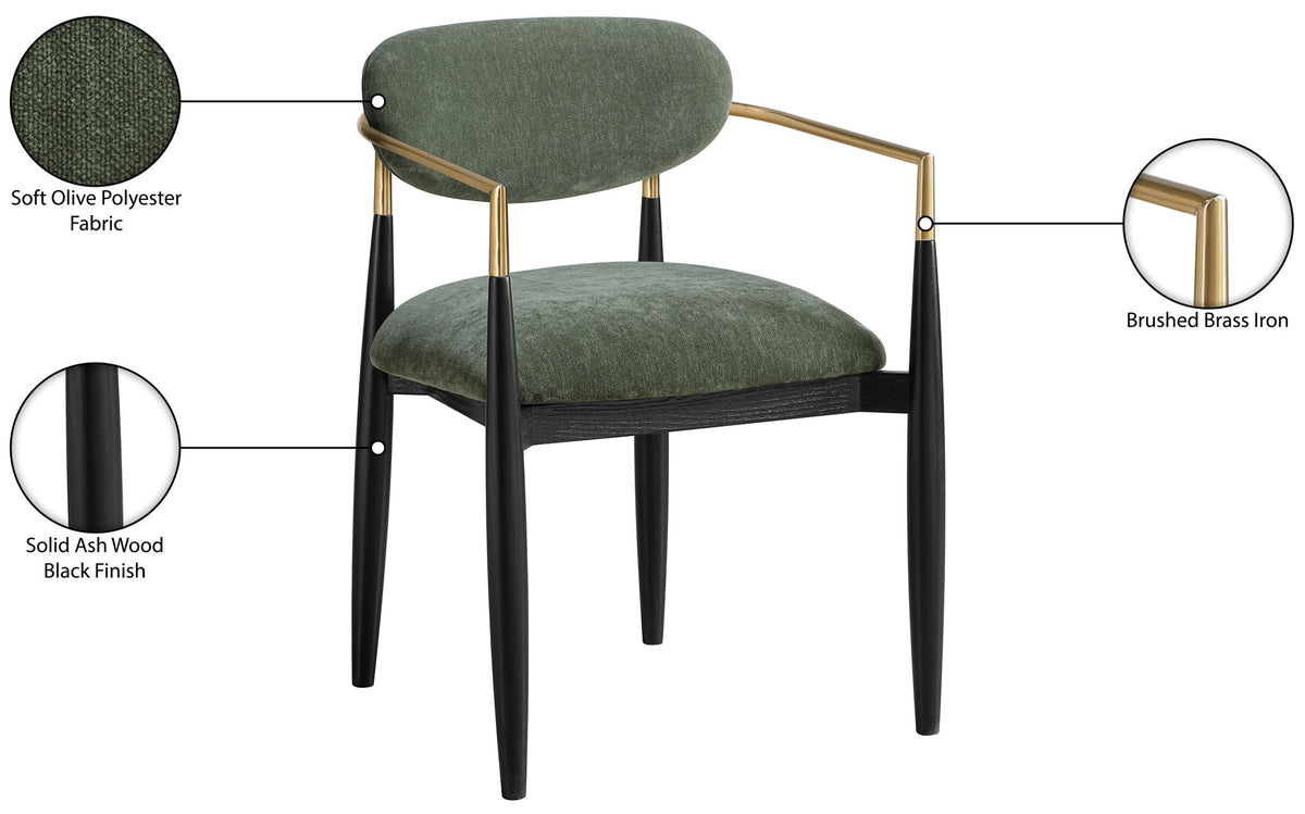 Riccio - Fabric Dining Arm Chair (Set of 2) - Black And Gold Frame