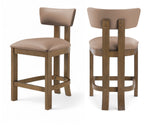 Lavrin - Vegan Leather Upholstered Counter Stool (Set of 2) - Walnut Base