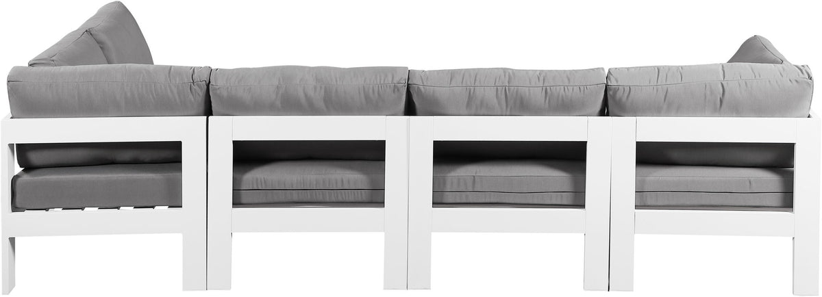 Nizuc - Outdoor Patio 5 Piece Modular Sectional With White Frame