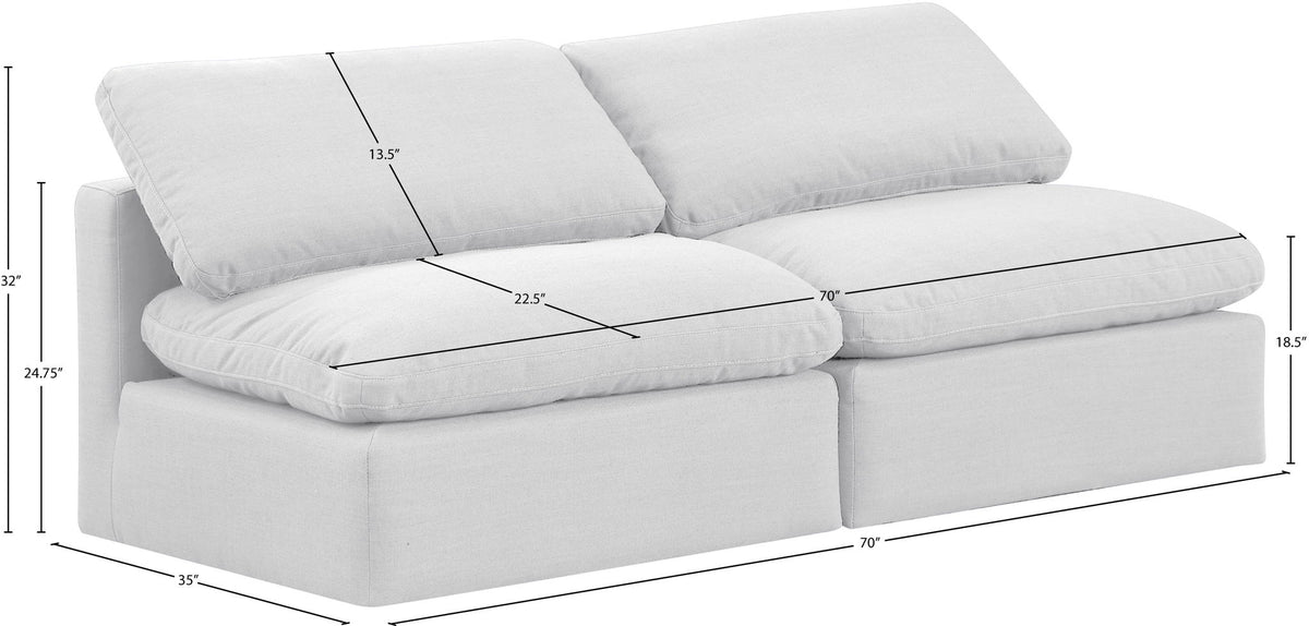 Indulge - Linen 2 Piece Modular Armless Sofa - White