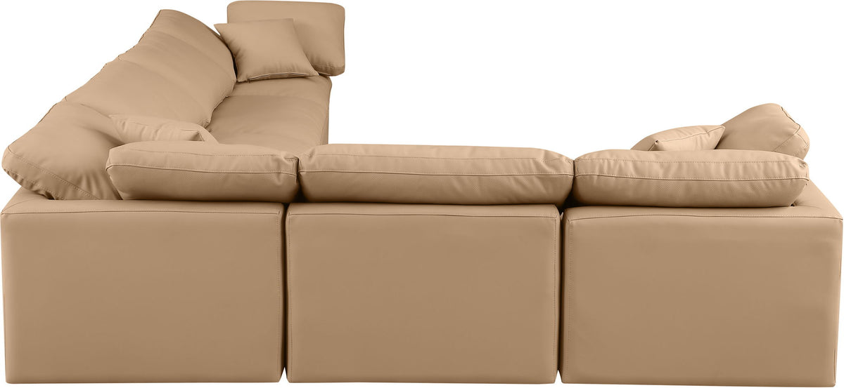 Indulge - Faux Leather 6 Piece Modular Corner Sectional - Tan