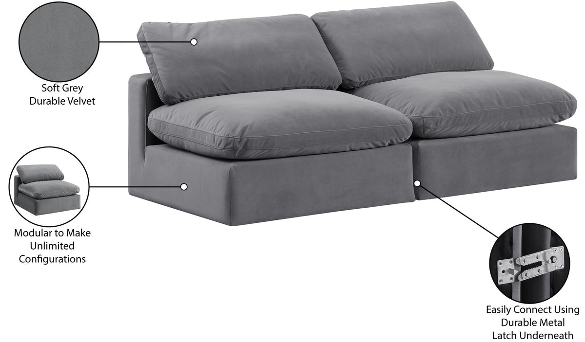 Comfy - Velvet Modular Armless Sofa 2 Seats