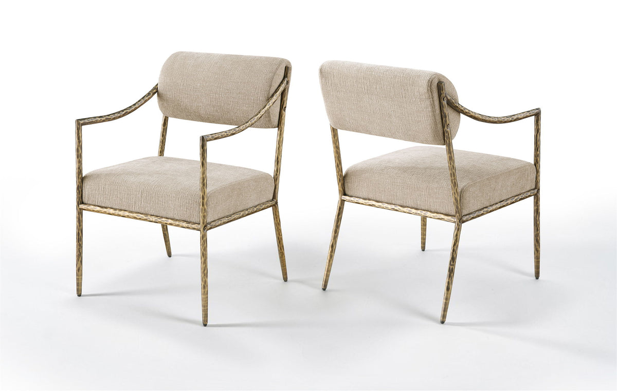 Bastille - Upholstered Dining Arm Chair (Set of 2) - Brass Frame